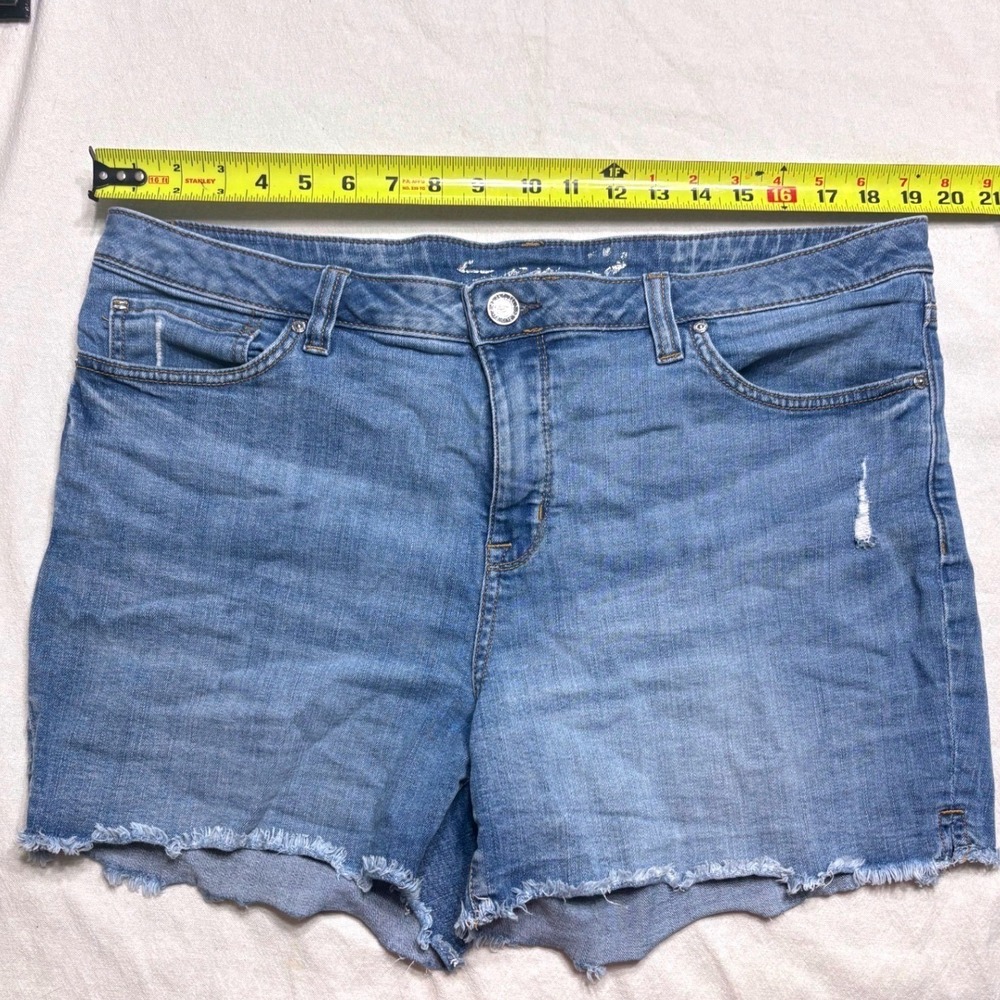 Seven7 Weekend Short Womens 16 Blue Denim Raw Hem Distressed Jean Shorts